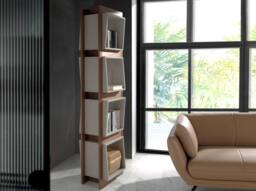 Angel Cerda Walnut Veneer Cube Shelf, Glossy Pearl Grey 50x41x200 - thumbnail 5
