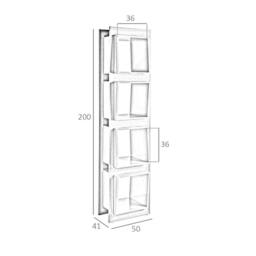 Angel Cerda Walnut Veneer Cube Shelf, Glossy Pearl Grey 50x41x200 - thumbnail 7