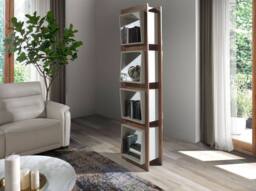 Angel Cerda Walnut Veneer Cube Shelf, Glossy Pearl Grey 50x41x200 - thumbnail 3