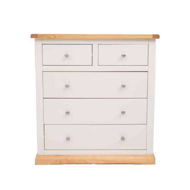 Cabinet Bits Trevi 5 Drawer Chest of Drawers Chrome Knob in Off-White - image 1