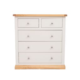 Cabinet Bits Trevi 5 Drawer Chest of Drawers Chrome Knob in Off-White