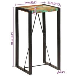Berkfield Home Bar Table 60x55x110 cm Solid Wood Reclaimed - Size: 60 x 55 x 110 cm - thumbnail 8