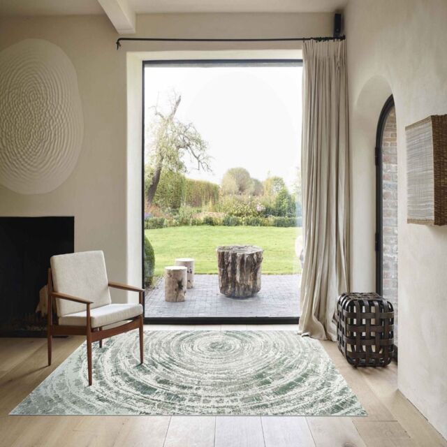 The Rug Shop UK Green Modern Abstract Easy to Clean Area Rug - Size: 200 cm x 290 cm - image 1