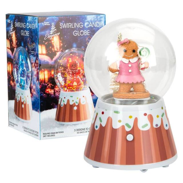 VFM e-Store Christmas Snow Globe Light Up Blower 18cm Gingerbread Man Pink X 1 - image 1