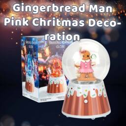 VFM e-Store Christmas Snow Globe Light Up Blower 18cm Gingerbread Man Pink X 1 - thumbnail 3