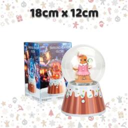 VFM e-Store Christmas Snow Globe Light Up Blower 18cm Gingerbread Man Pink X 1 - thumbnail 2