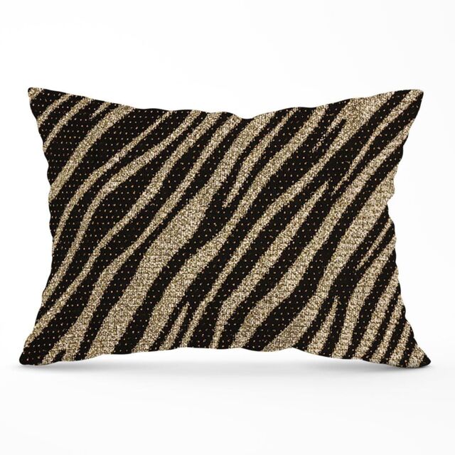 Warren Reed - Designer Golden Zebra Print Cushions in Brown - Size: 60 cm x 60 cm - image 1