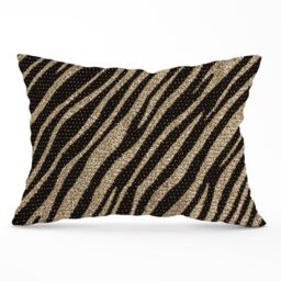 Warren Reed - Designer Golden Zebra Print Cushions in Brown - Size: 60 cm x 60 cm - thumbnail 1