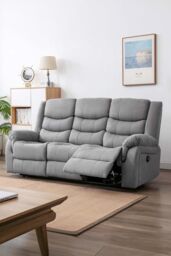More4Homes Seattle 3 Seater Fabric Manual Recliner Sofa in Grey - thumbnail 2