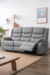 More4Homes Seattle 3 Seater Fabric Manual Recliner Sofa in Grey - thumbnail 1