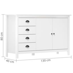 Berkfield Home Sideboard Hill White 130x40x80 cm Solid Pine Wood - Size: 130 x 40 x 80 cm - thumbnail 4
