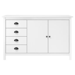 Berkfield Home Sideboard Hill White 130x40x80 cm Solid Pine Wood - Size: 130 x 40 x 80 cm - thumbnail 2