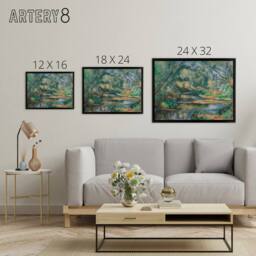 "Artery8 Cezanne The Brook River Landscape Framed Canvas Wall Art Print in Blue - Size: W12"" x H16""" - thumbnail 4