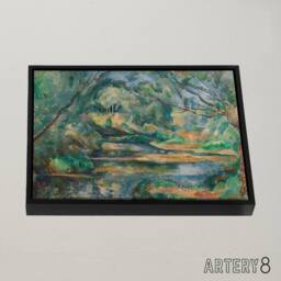 "Artery8 Cezanne The Brook River Landscape Framed Canvas Wall Art Print in Blue - Size: W12"" x H16""" - thumbnail 2