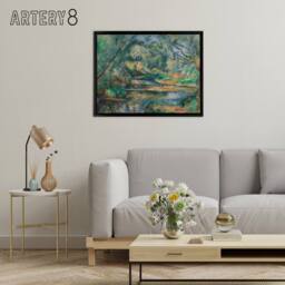 "Artery8 Cezanne The Brook River Landscape Framed Canvas Wall Art Print in Blue - Size: W12"" x H16""" - thumbnail 3