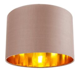Happy Homewares Contemporary Cotton Lamp/Light Shade with Shiny Paper Inner in Taupe - Size: 12 inches