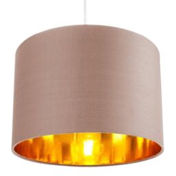Happy Homewares Contemporary Cotton Lamp/Light Shade with Shiny Paper Inner in Taupe - Size: 12 inches - thumbnail 4