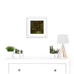 Artery8 Inness In the Woods Painting 8X8 Inch Square Wooden Framed Wall Art Print Picture with Mount in White - thumbnail 2