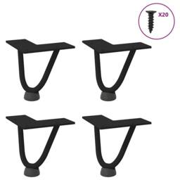 Berkfield Home Hairpin Table Legs 4 pcs Black 10 cm Solid Steel - thumbnail 2