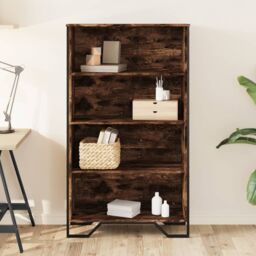Berkfield Home Bookcase Smoked Oak 80x31x137.5 cm Engineered Wood in Brown - thumbnail 3