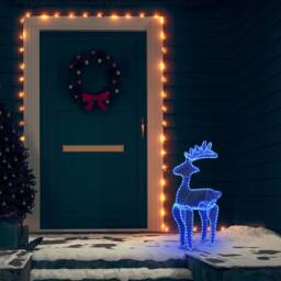 Berkfield Home Reindeer Christmas Decoration with Mesh 306 LEDs 60x24x89cm in Blue - Size: 60 x 24 x 89 cm