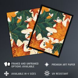 "Artery8 Plant Lover Green Amber Maple Leaf Pattern Wall Art Print in Orange - Size: W18"" x H24""" - thumbnail 2