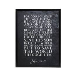 "Artery8 John 3 16 17 Eternal Life Sent His Bible Quote Framed Canvas Wall Art Print in Grey - Size: W12"" x H16""" - thumbnail 1
