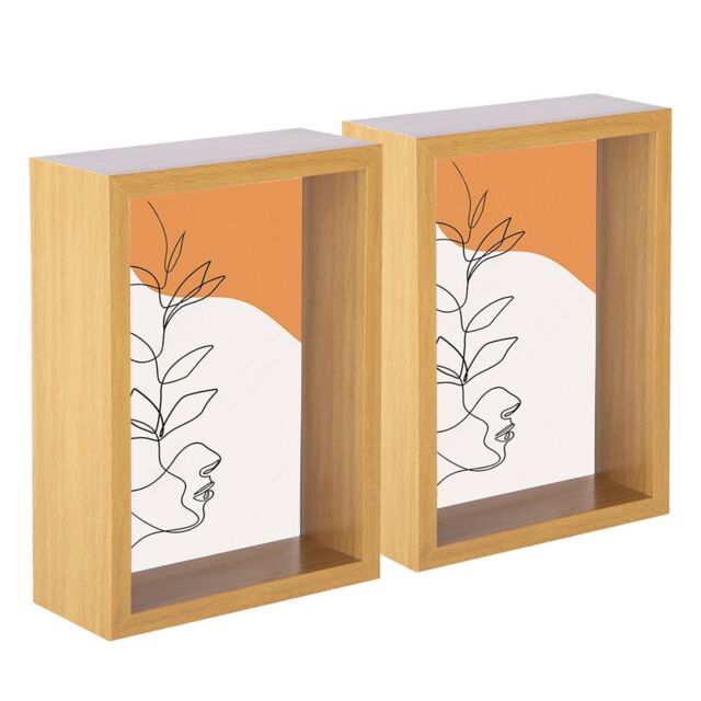 "Nicola Spring 3D Deep Box Photo Frames - 5 x 7"" - Pack of 5 in Light Brown" - image 1
