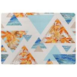 Benjamin Tate Design Triangles With Maple, Oak Leaves, Marble Designer Rug in Natural - Size: Large