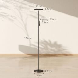 HOMCOM Floor Lamp for Living Room, Standing Lamp with 4 Scene Modes, Black - thumbnail 3