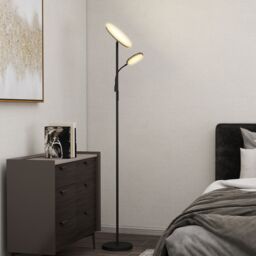 HOMCOM Floor Lamp for Living Room, Standing Lamp with 4 Scene Modes, Black - thumbnail 1