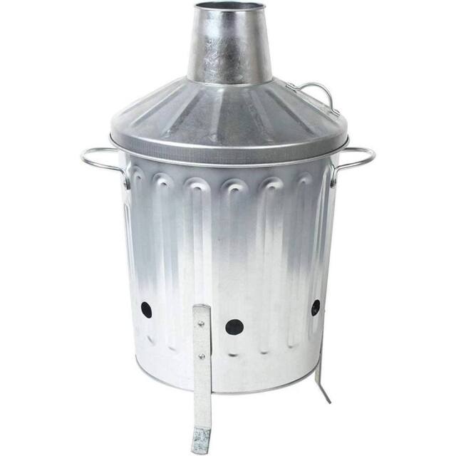 NESTLUNE Garden Incinerator Small Fire Bin Galvanised 15L Burning Wood Paper in Silver - image 1