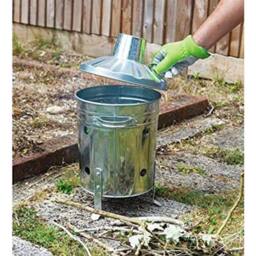 NESTLUNE Garden Incinerator Small Fire Bin Galvanised 15L Burning Wood Paper in Silver - thumbnail 5