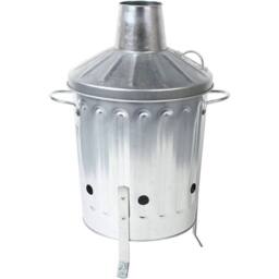 NESTLUNE Garden Incinerator Small Fire Bin Galvanised 15L Burning Wood Paper in Silver - thumbnail 1