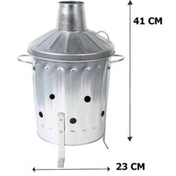 NESTLUNE Garden Incinerator Small Fire Bin Galvanised 15L Burning Wood Paper in Silver - thumbnail 2