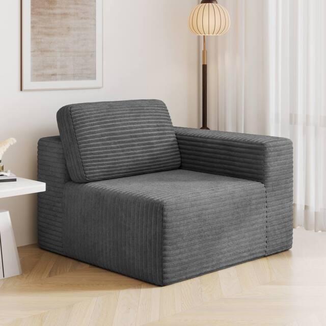 Dprodo Corduroy Modular Sofa, Only Right Seat, 25V9 in Grey - image 1
