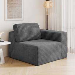 Dprodo Corduroy Modular Sofa, Only Right Seat, 25V9 in Grey