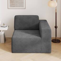 Dprodo Corduroy Modular Sofa, Only Right Seat, 25V9 in Grey - thumbnail 7