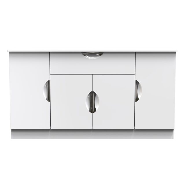 Ready Assembled 2 U Holborn 4 Door 1 Drawer Wide Unit (Ready Assembled) in White - Size: Large - image 1