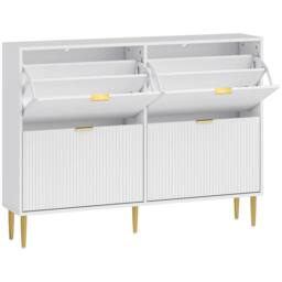 Wyld Haus White Ribbed 4 Drawer Shoe Cabinet Slim Flip Storage - thumbnail 2