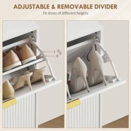 Wyld Haus White Ribbed 4 Drawer Shoe Cabinet Slim Flip Storage - thumbnail 7