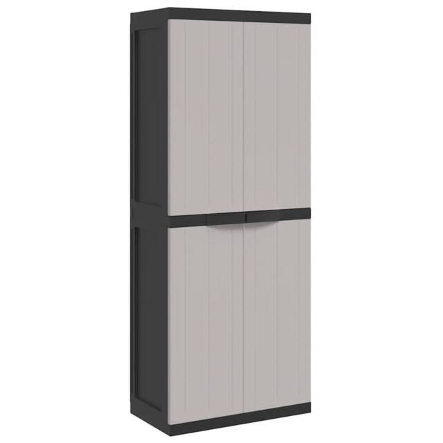 Berkfield Home Outdoor Storage Cabinet Grey & Black 65x37x165 cm PP - Size: 65 x 37 x 165 cm - image 1