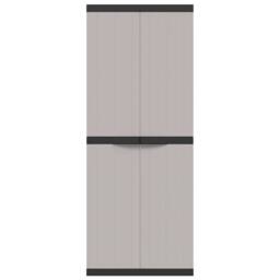 Berkfield Home Outdoor Storage Cabinet Grey & Black 65x37x165 cm PP - Size: 65 x 37 x 165 cm - thumbnail 6