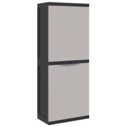 Berkfield Home Outdoor Storage Cabinet Grey & Black 65x37x165 cm PP - Size: 65 x 37 x 165 cm - thumbnail 1