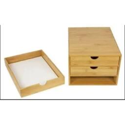 FORGEVIO 3-Tier Bamboo Desktop Storage Drawers, Home Office Stationery in Natural - thumbnail 3