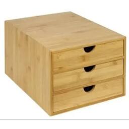 FORGEVIO 3-Tier Bamboo Desktop Storage Drawers, Home Office Stationery in Natural