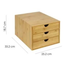 FORGEVIO 3-Tier Bamboo Desktop Storage Drawers, Home Office Stationery in Natural - thumbnail 2