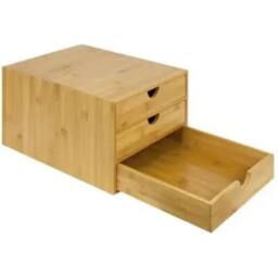 FORGEVIO 3-Tier Bamboo Desktop Storage Drawers, Home Office Stationery in Natural - thumbnail 4