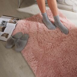 OHS Fluffy Rug Anti-Slip Plain Shaggy Floor Mat in Baby Pink - Size: 160 cm x 230 cm - thumbnail 2