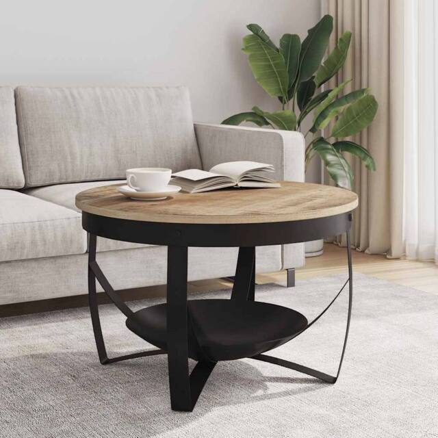 Berkfield Home Coffee Table Ã˜68x43 cm Rough Mango Wood in Brown - Size: 68x43 cm - image 1
